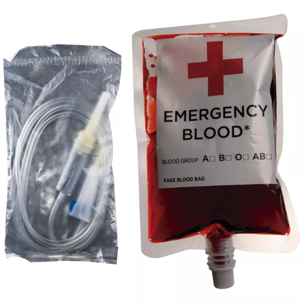 Halloween Accessories Fake Blood Bag with Tube and Lanyard